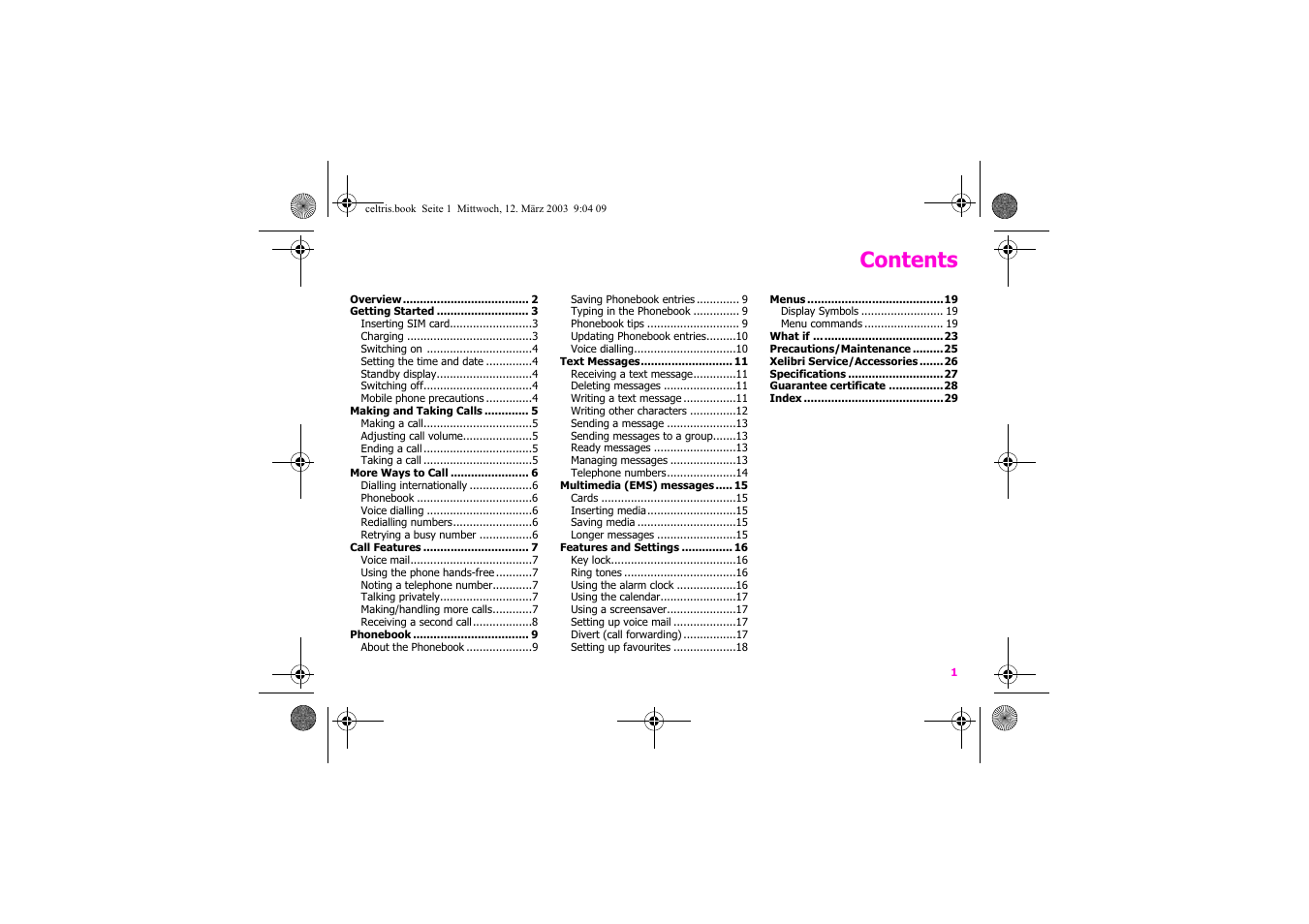 Siemens Xelibri 1 User Manual | Page 2 / 31