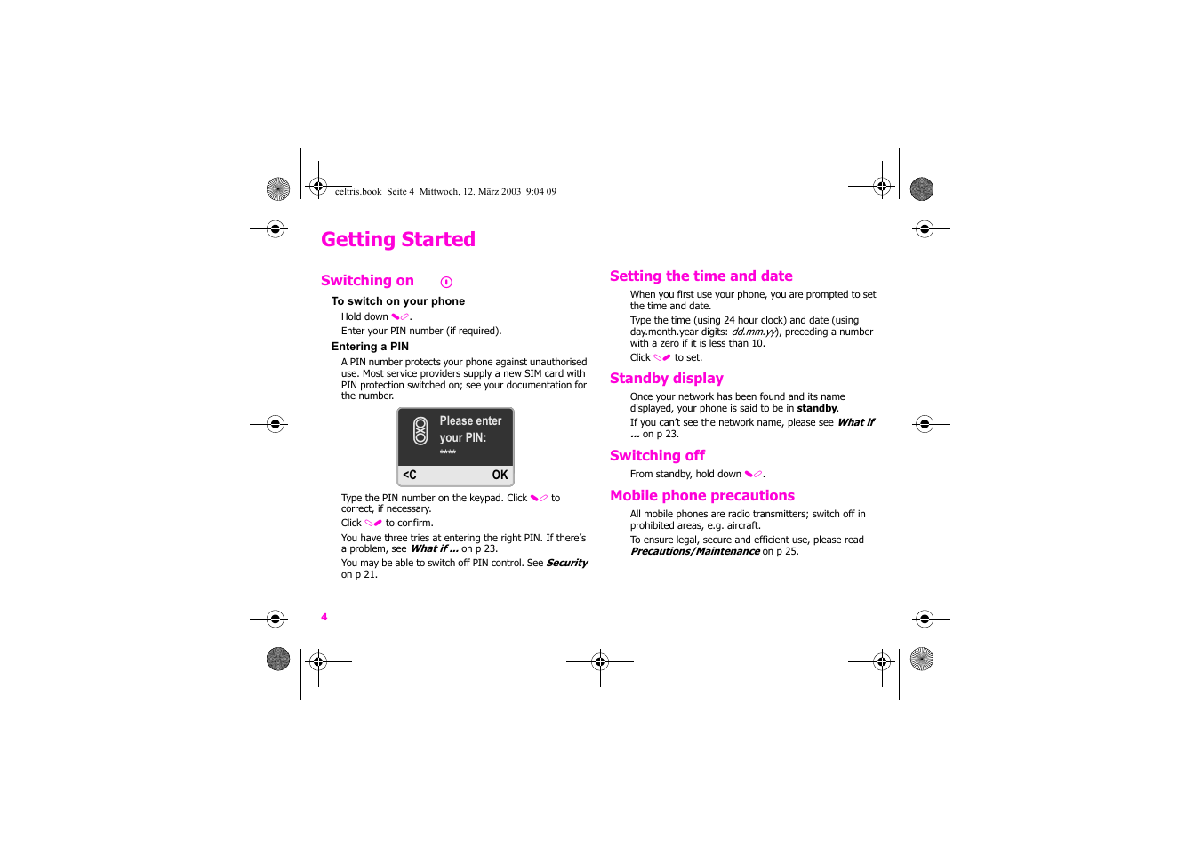 Getting started | Siemens Xelibri 1 User Manual | Page 5 / 31