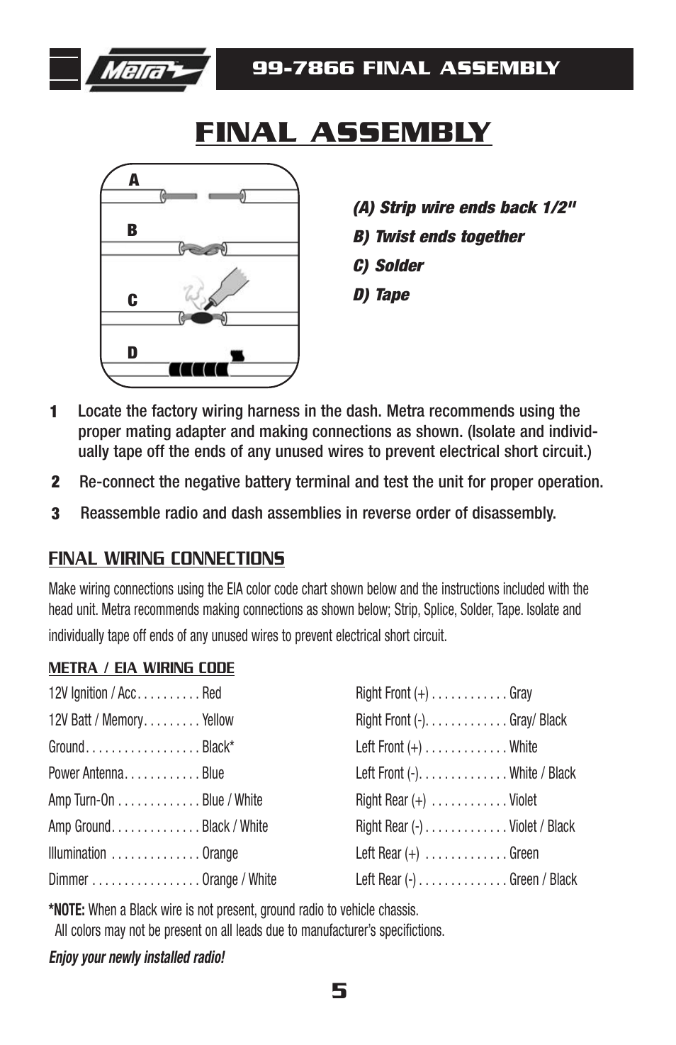 Final assembly | Metra Electronics ACURA 99-7866 User Manual | Page 7 / 8
