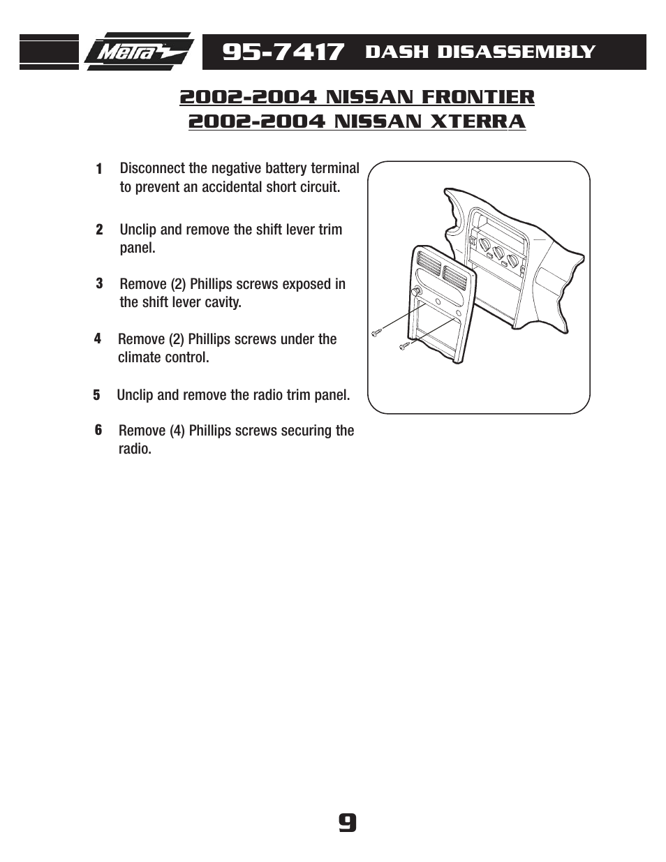 Dash disassembly | Metra Electronics 95-7417 User Manual | Page 11 / 20