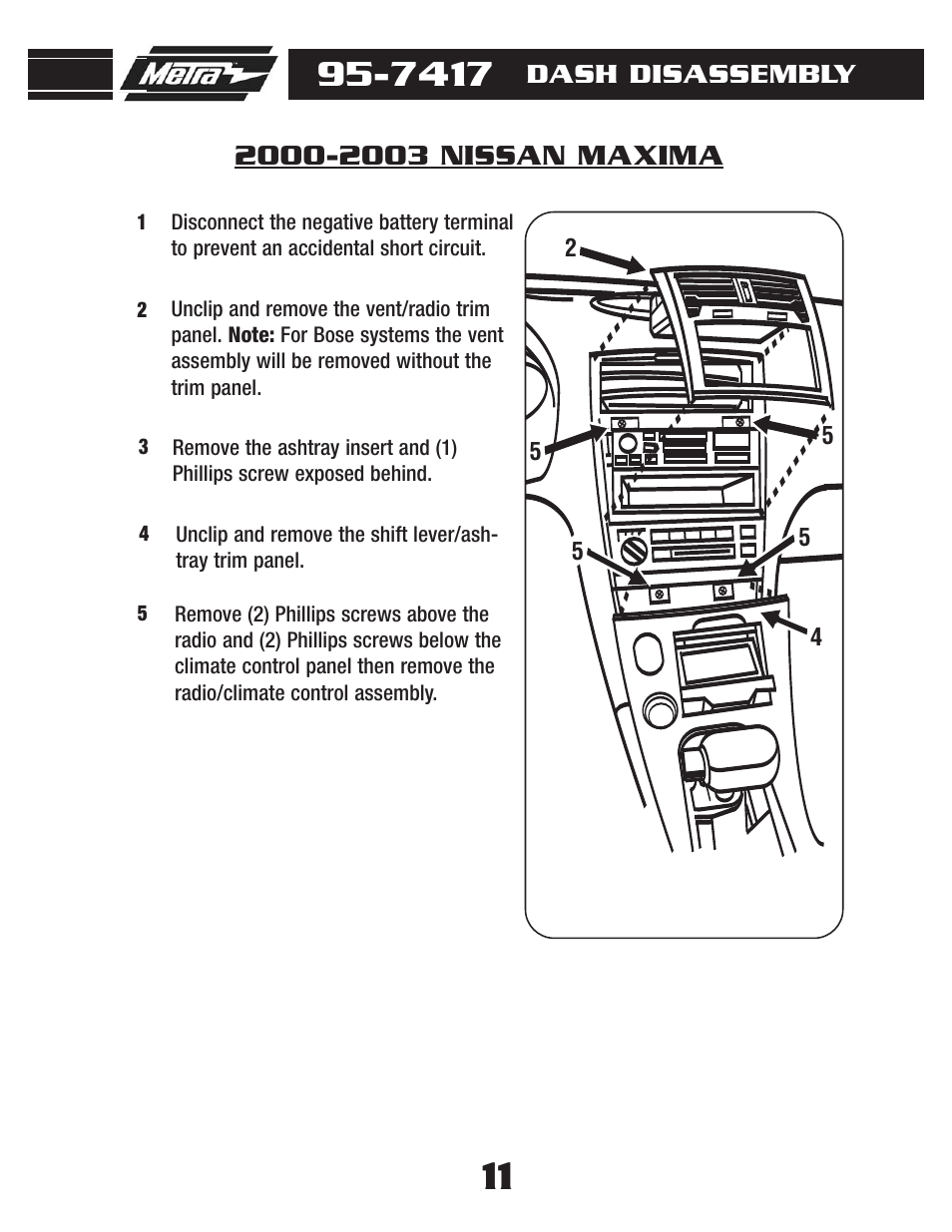Dash disassembly | Metra Electronics 95-7417 User Manual | Page 13 / 20