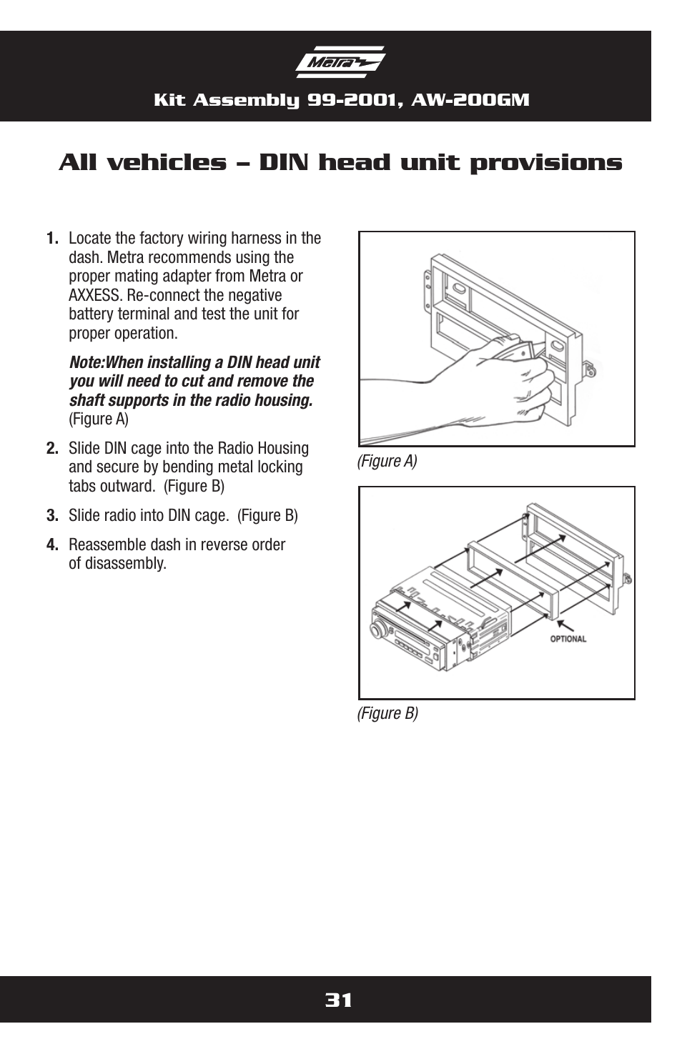 All vehicles – din head unit provisions | Metra Electronics AW-200GM User Manual | Page 31 / 36