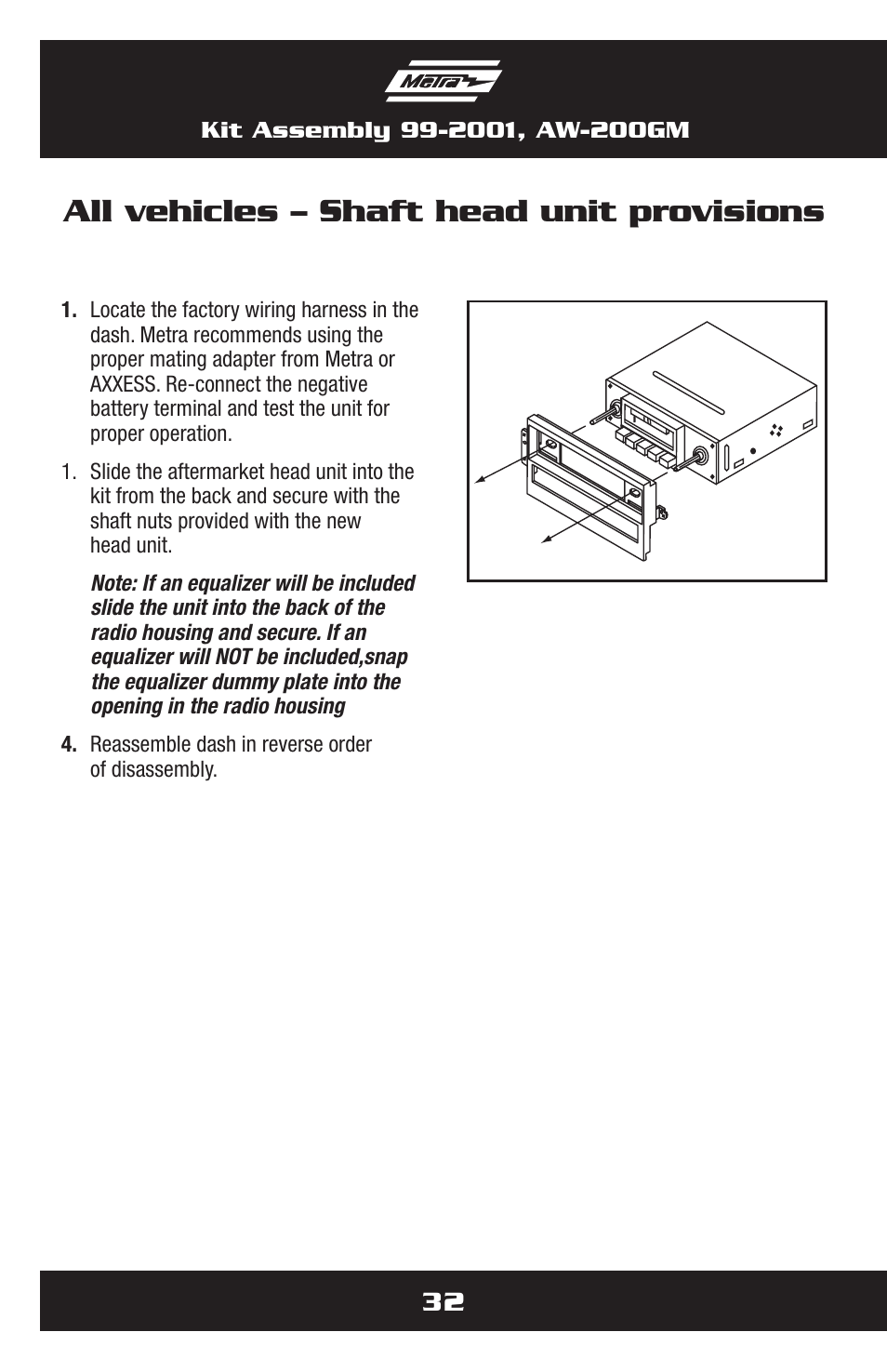 All vehicles – shaft head unit provisions | Metra Electronics AW-200GM User Manual | Page 32 / 36