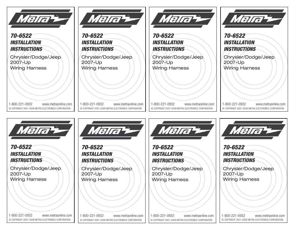 Metra Electronics 70-6522 User Manual | 2 pages