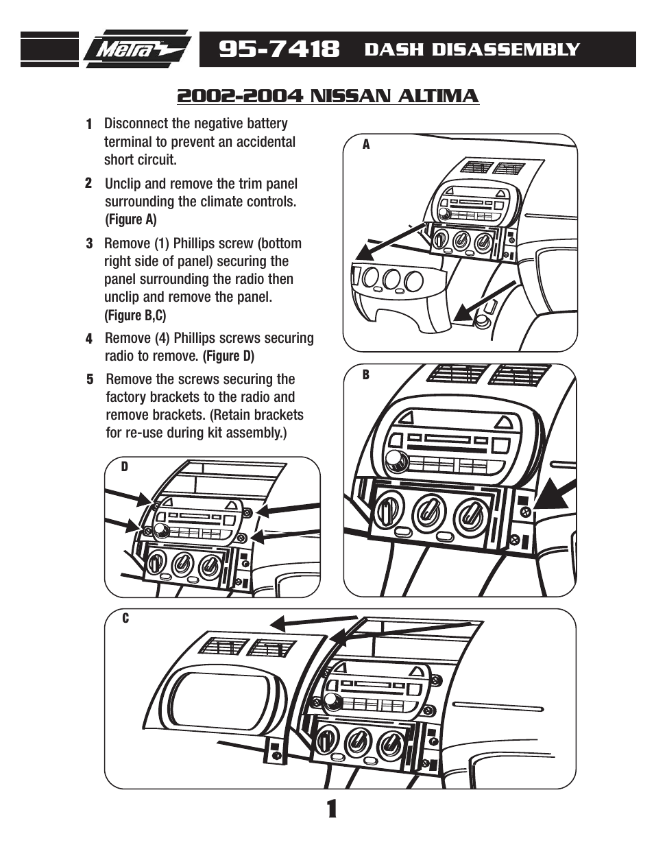 Dash disassembly | Metra Electronics 95-7418 User Manual | Page 3 / 8