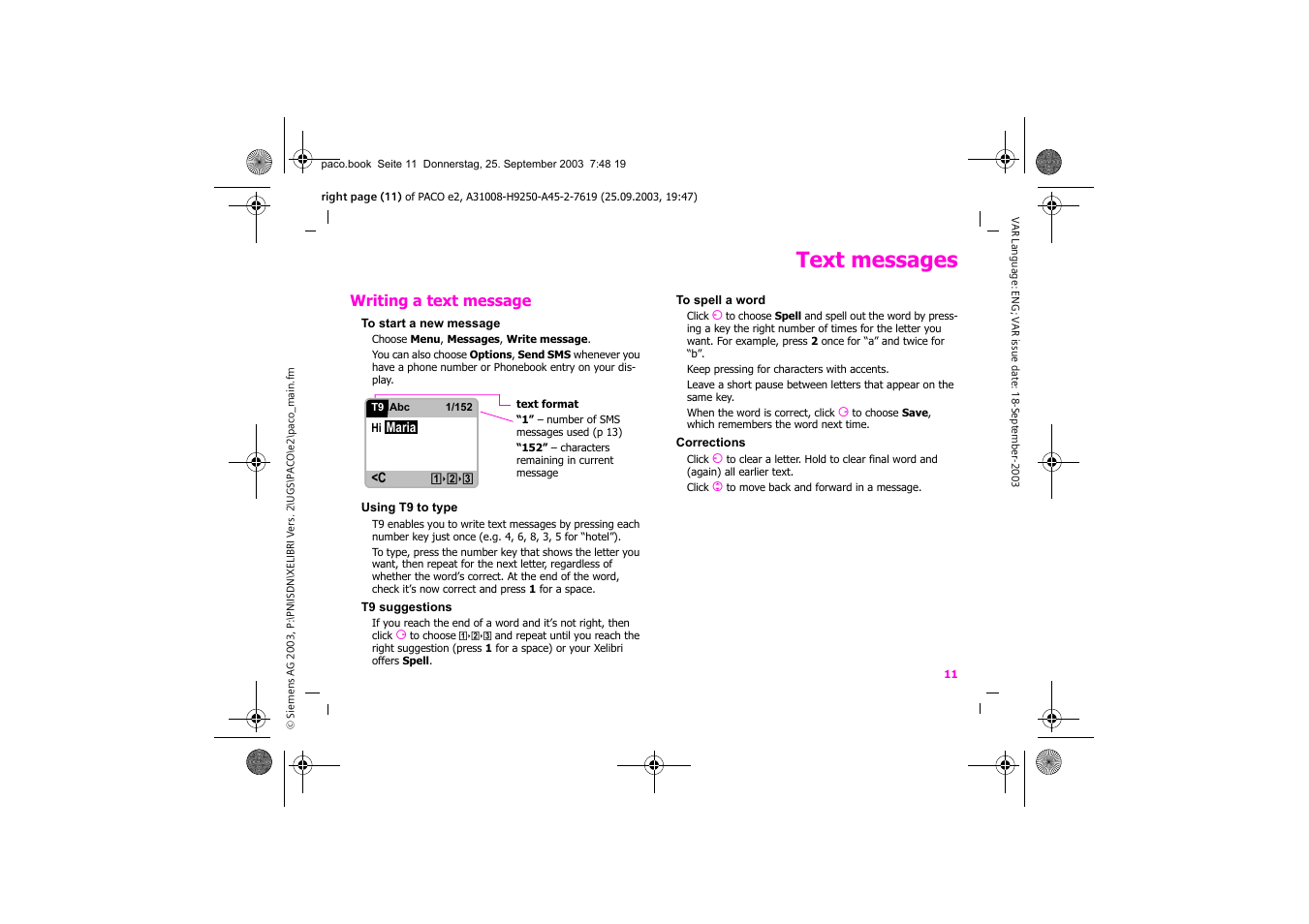 Text messages | Siemens Xelibri 5 User Manual | Page 12 / 30