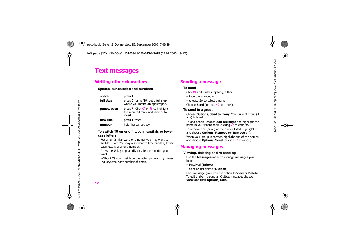 Text messages | Siemens Xelibri 5 User Manual | Page 13 / 30