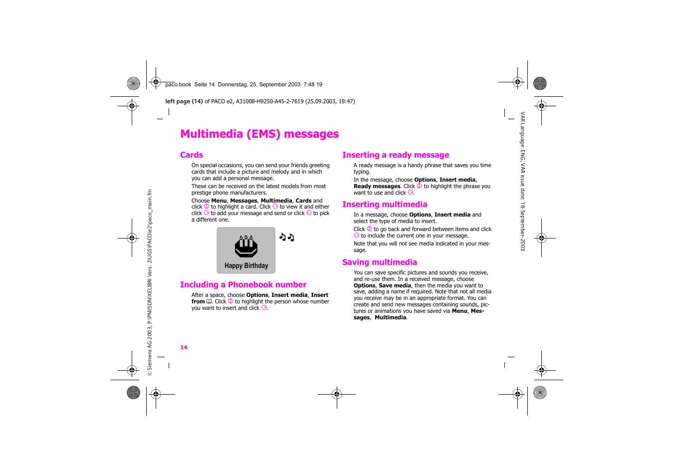 Multimedia (ems) messages | Siemens Xelibri 5 User Manual | Page 15 / 30