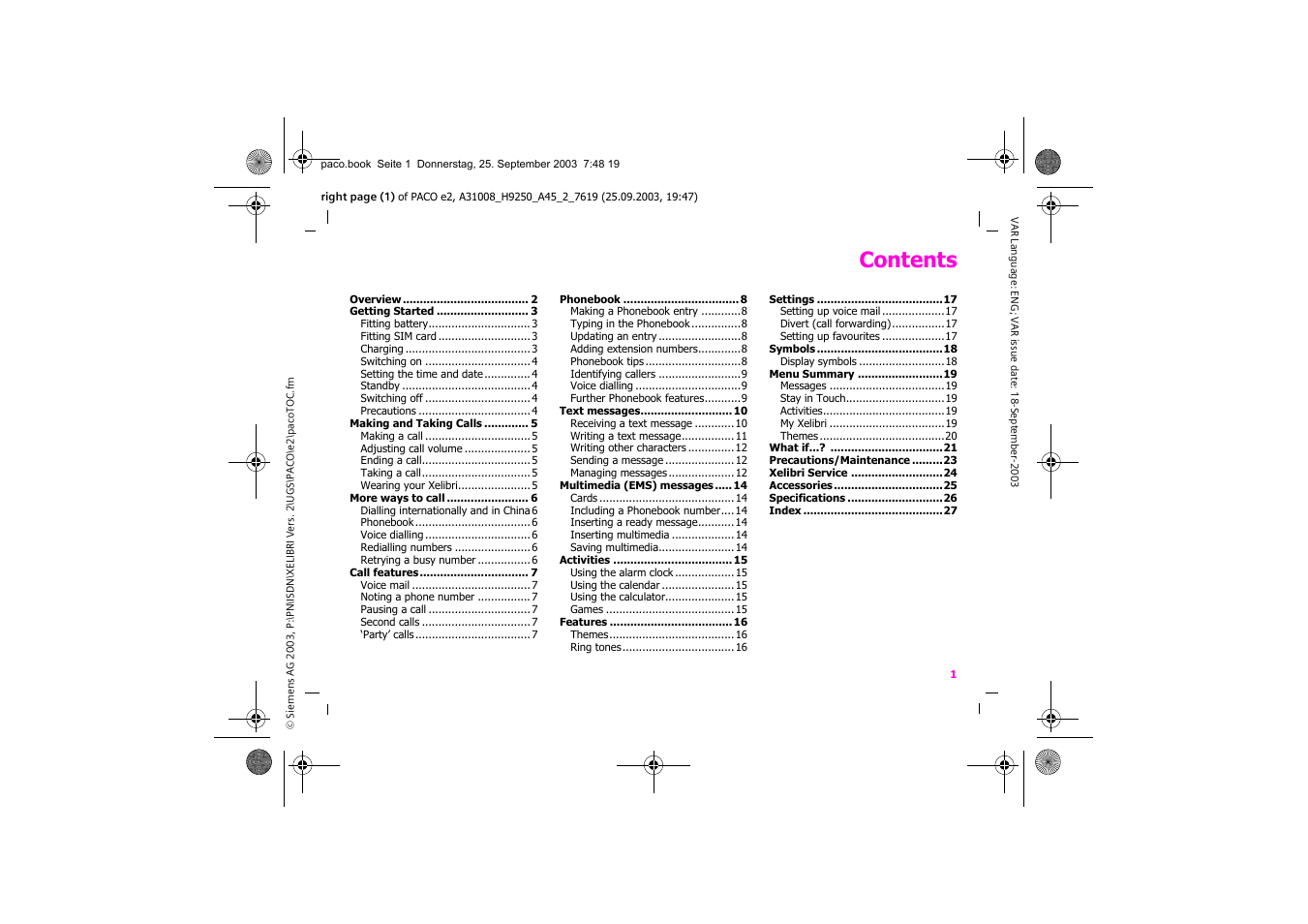 Siemens Xelibri 5 User Manual | Page 2 / 30