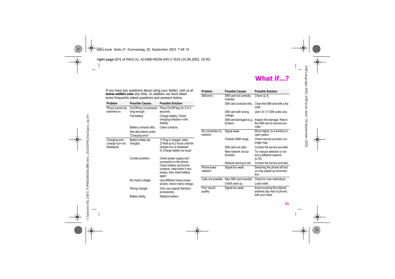 What if | Siemens Xelibri 5 User Manual | Page 22 / 30