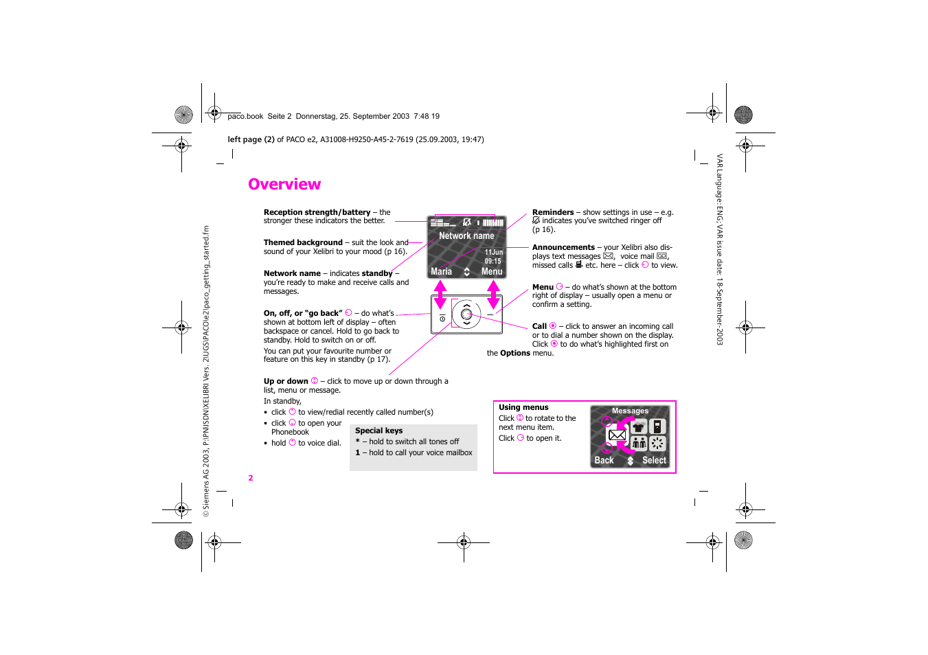 Overview | Siemens Xelibri 5 User Manual | Page 3 / 30