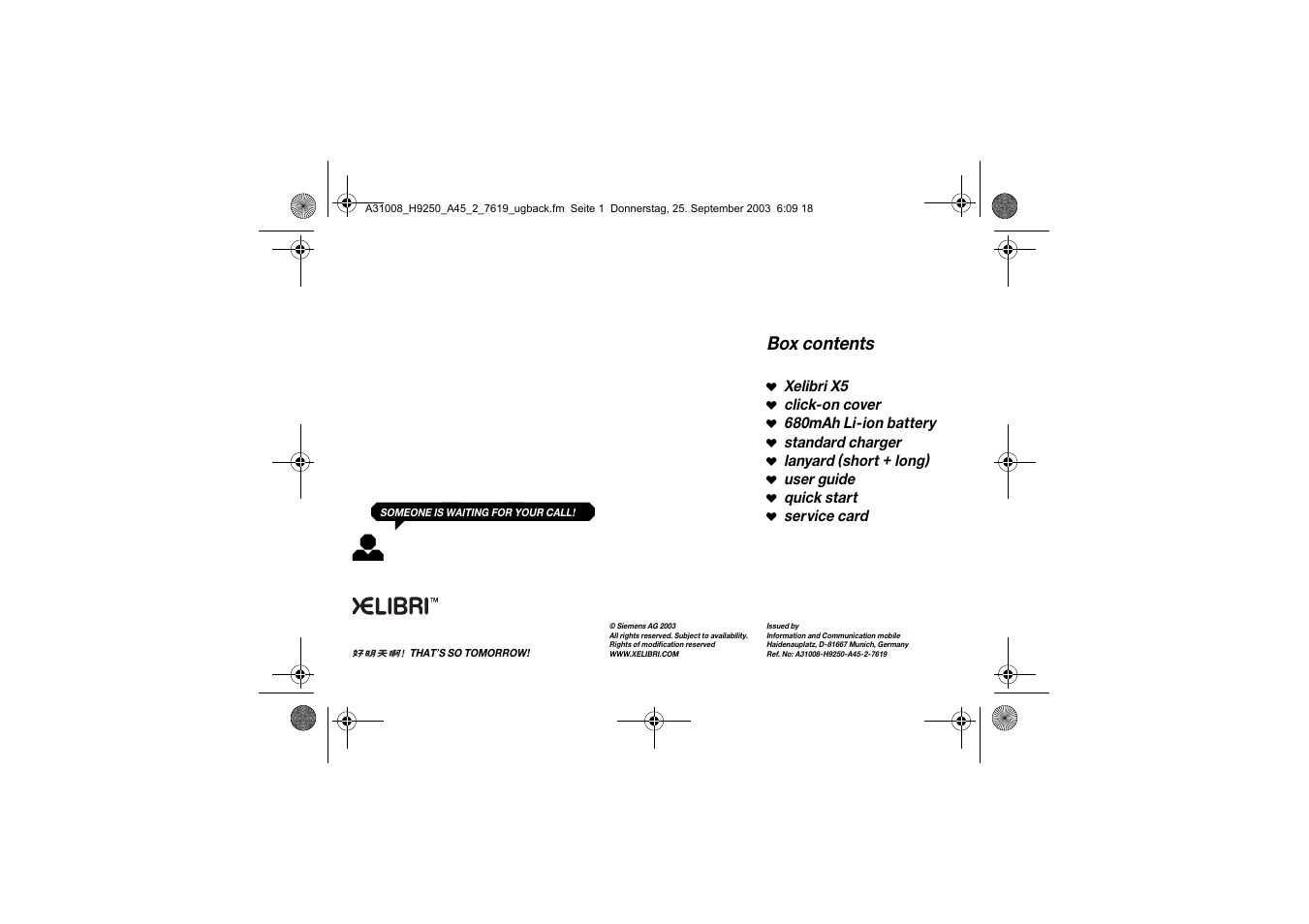 Siemens Xelibri 5 User Manual | Page 30 / 30