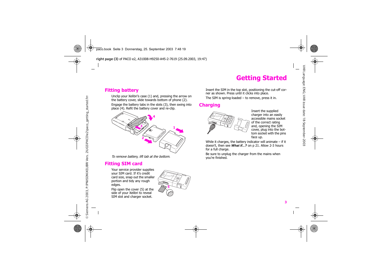 Getting started | Siemens Xelibri 5 User Manual | Page 4 / 30