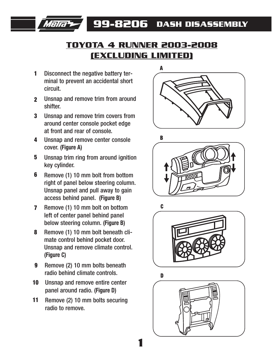 Dash disassembly | Metra Electronics 99-8206 User Manual | Page 3 / 8