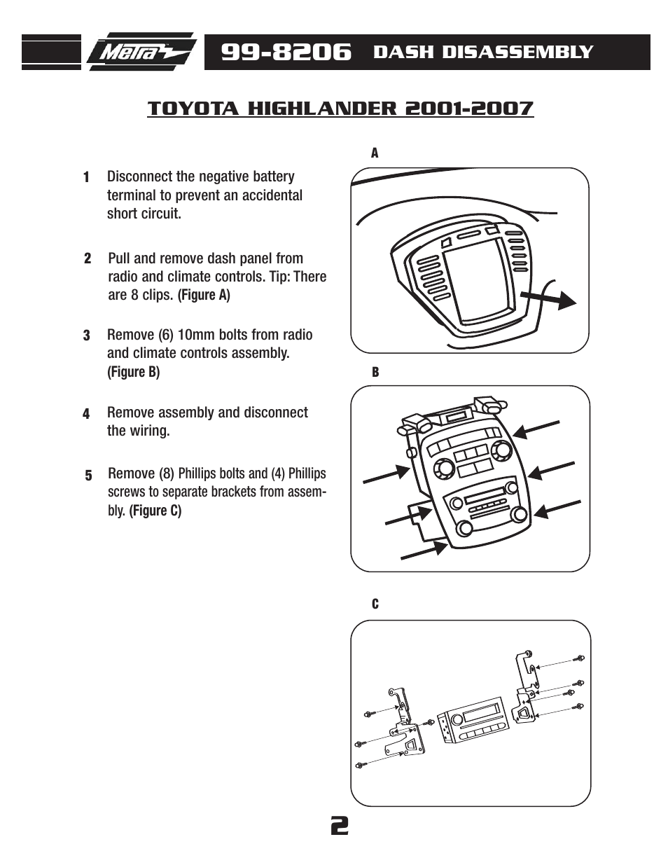 Dash disassembly | Metra Electronics 99-8206 User Manual | Page 4 / 8