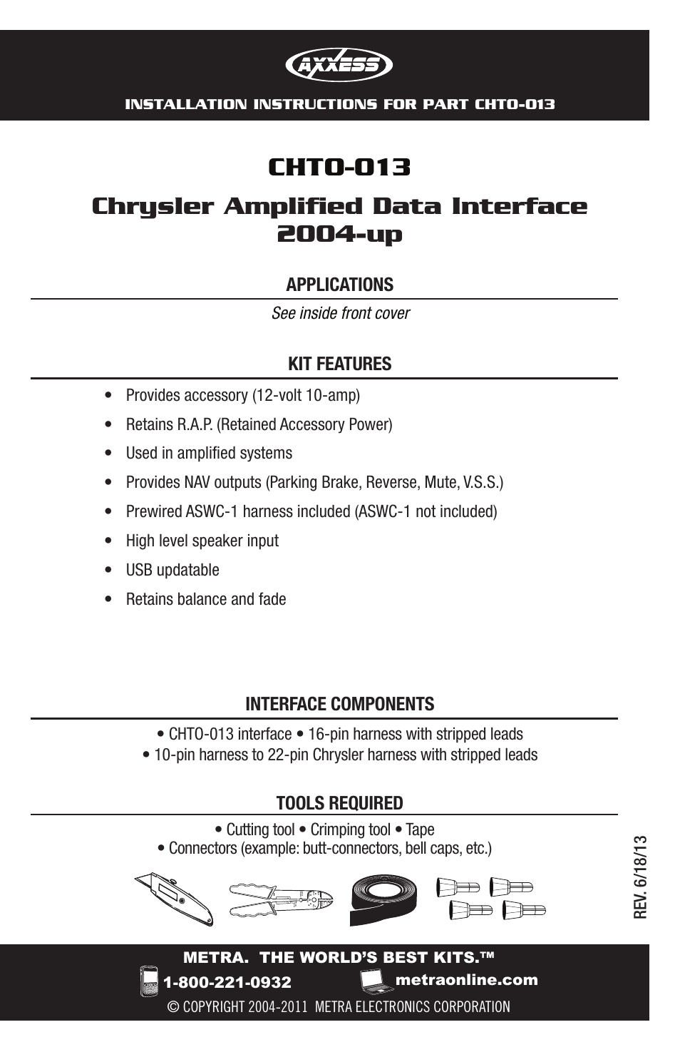 Metra Electronics CHTO-013 User Manual | 16 pages