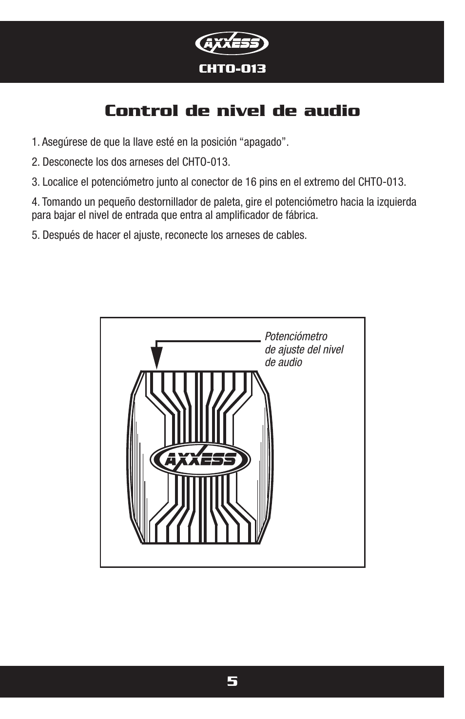 Control de nivel de audio | Metra Electronics CHTO-013 User Manual | Page 13 / 16