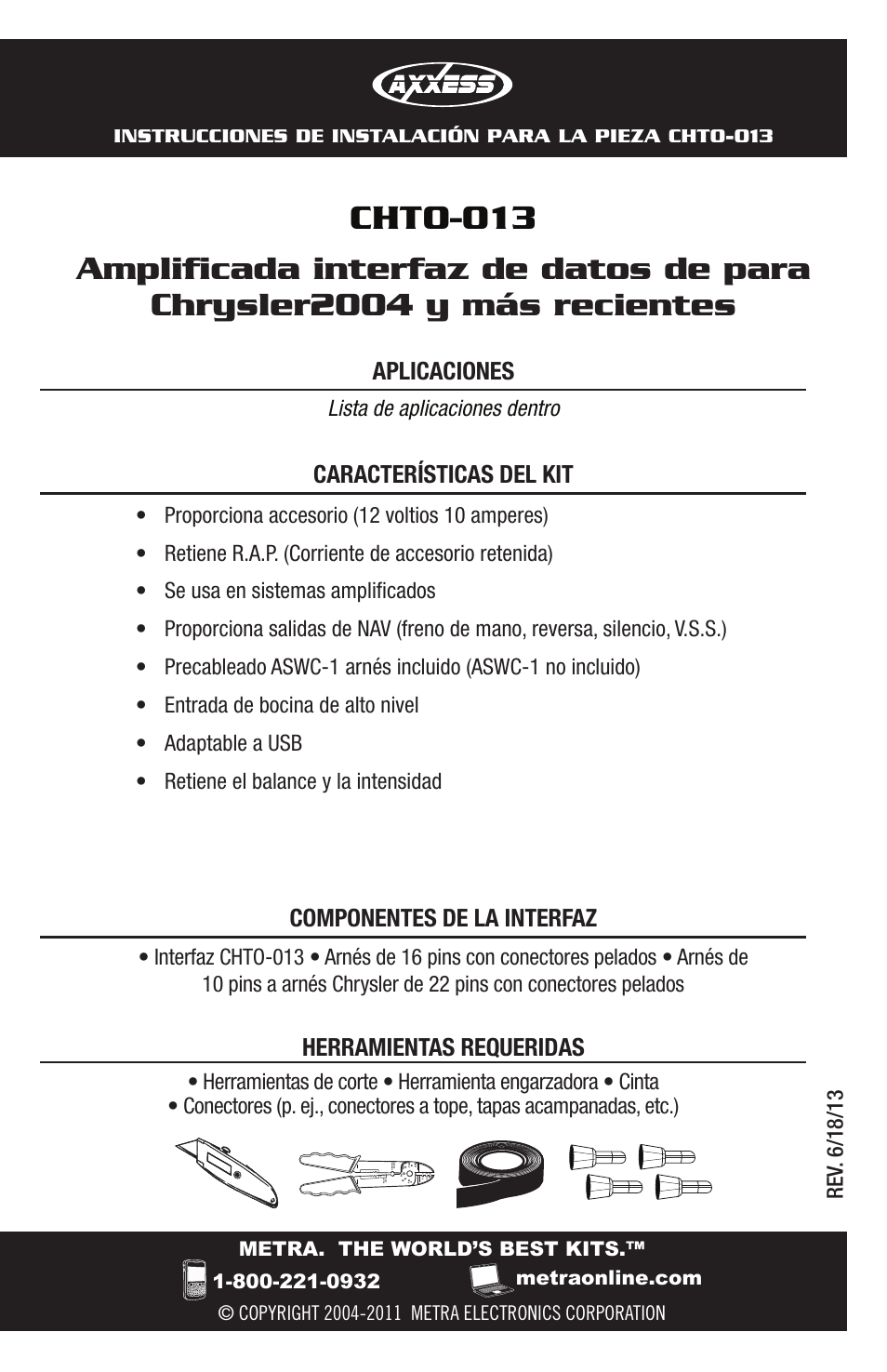 Herramientas requeridas | Metra Electronics CHTO-013 User Manual | Page 9 / 16