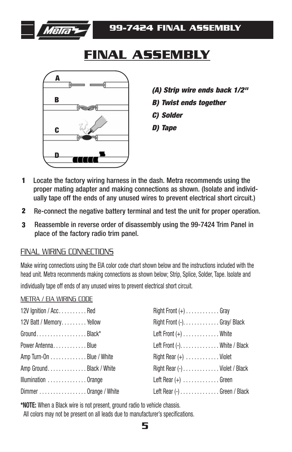 Final assembly | Metra Electronics 99-7424 User Manual | Page 7 / 8