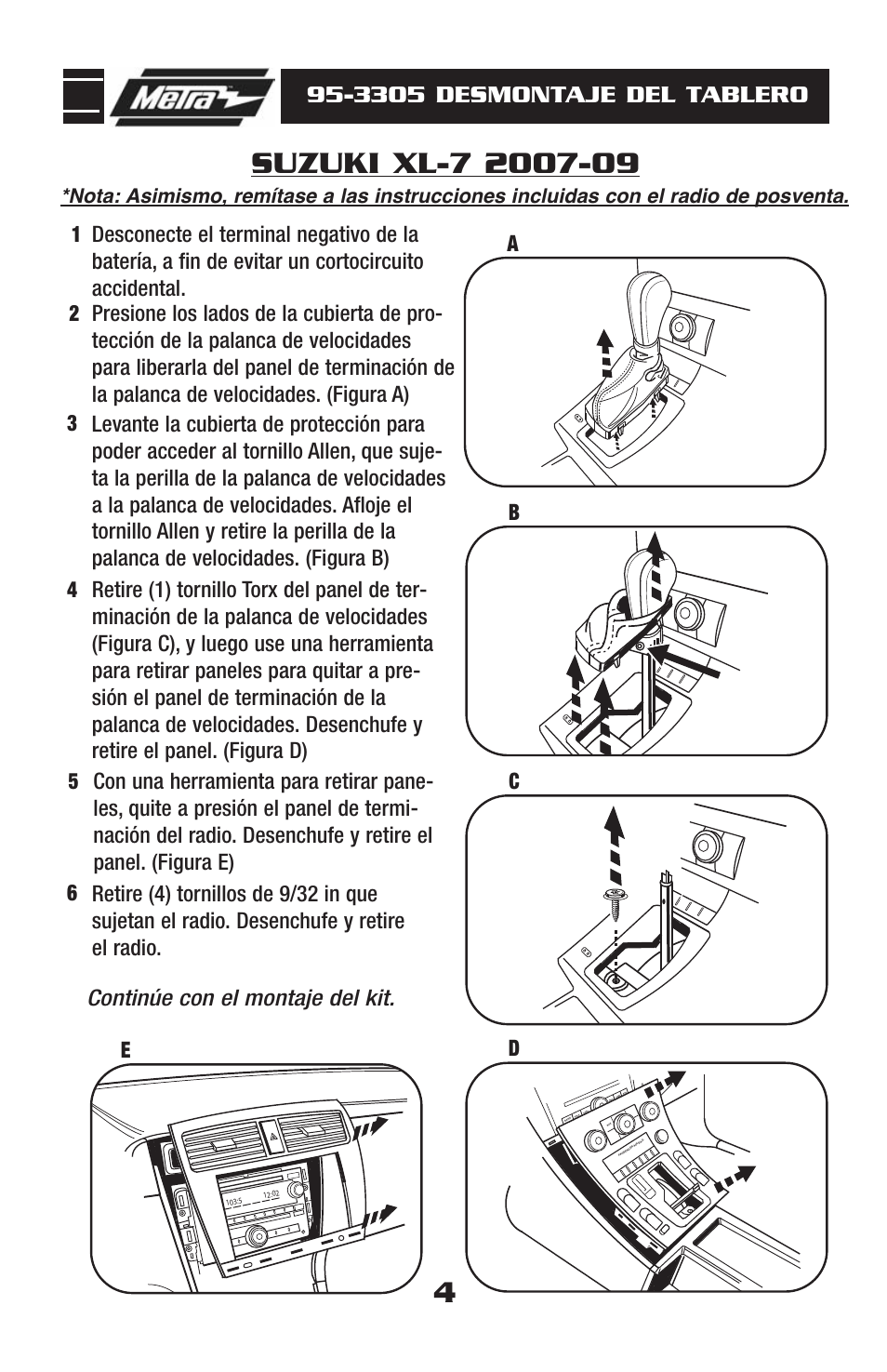 3305 desmontaje del tablero, Ab c | Metra Electronics 95-3305 User Manual | Page 18 / 24