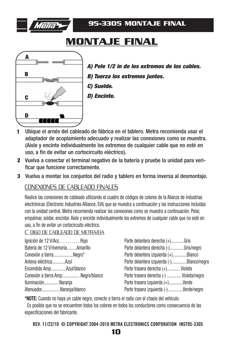 Inst95-3305.pdf, Inst95-3305_sp, Montaje final | Metra Electronics 95-3305 User Manual | Page 24 / 24