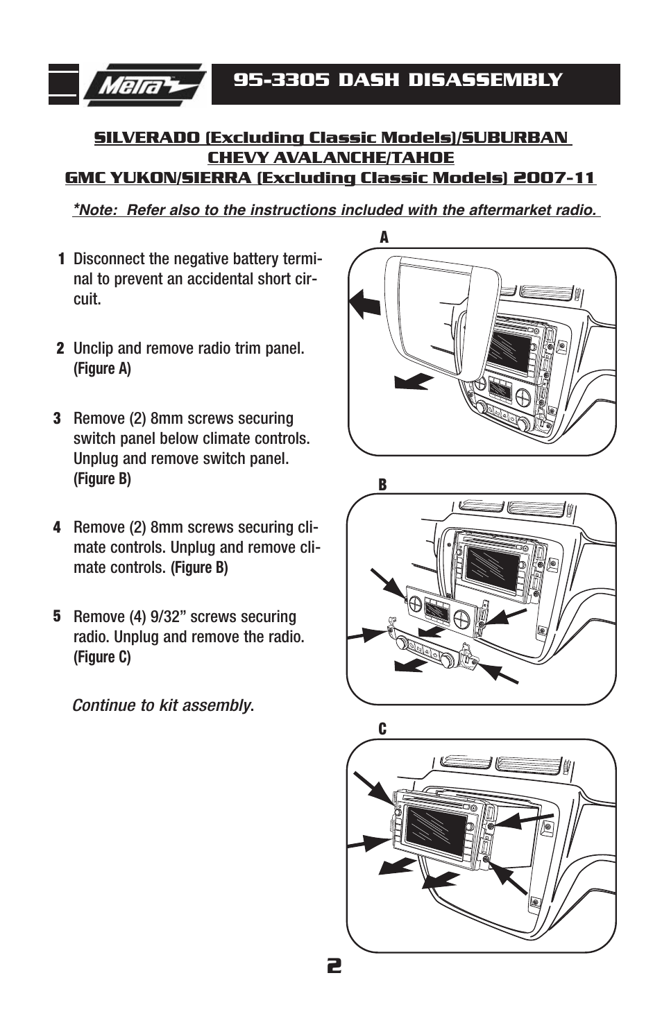 3305 dash disassembly | Metra Electronics 95-3305 User Manual | Page 4 / 24