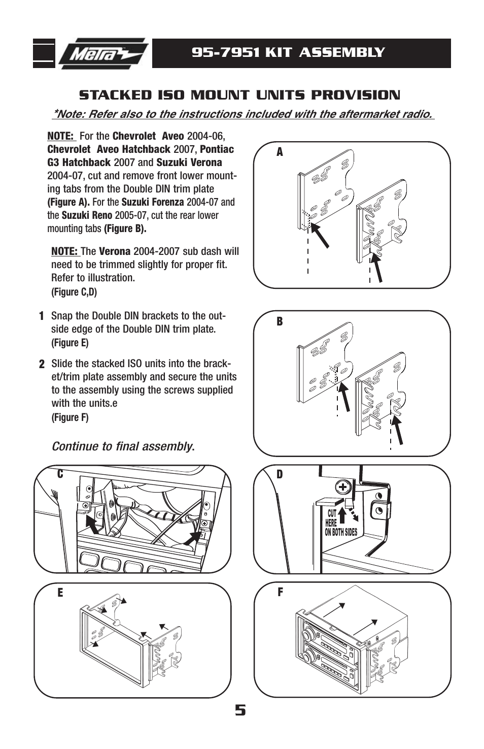 7951 kit assembly, Stacked iso mount units provision | Metra Electronics 95-7951 User Manual | Page 7 / 8