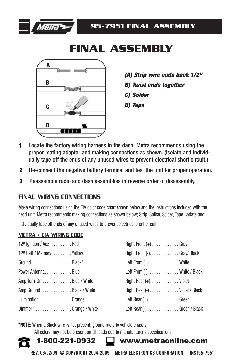 Final assembly | Metra Electronics 95-7951 User Manual | Page 8 / 8