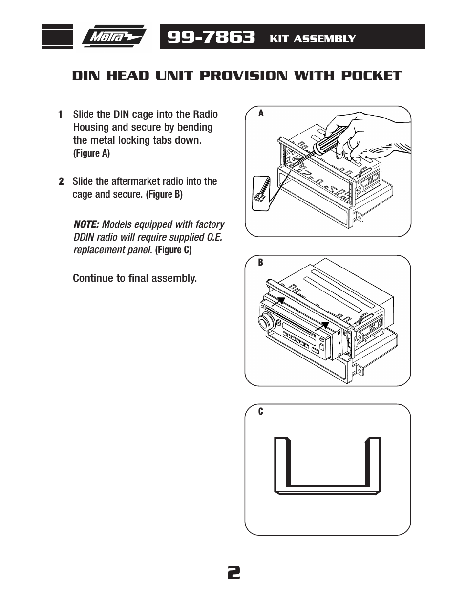 Din head unit provision with pocket | Metra Electronics 99-7863 User Manual | Page 4 / 8