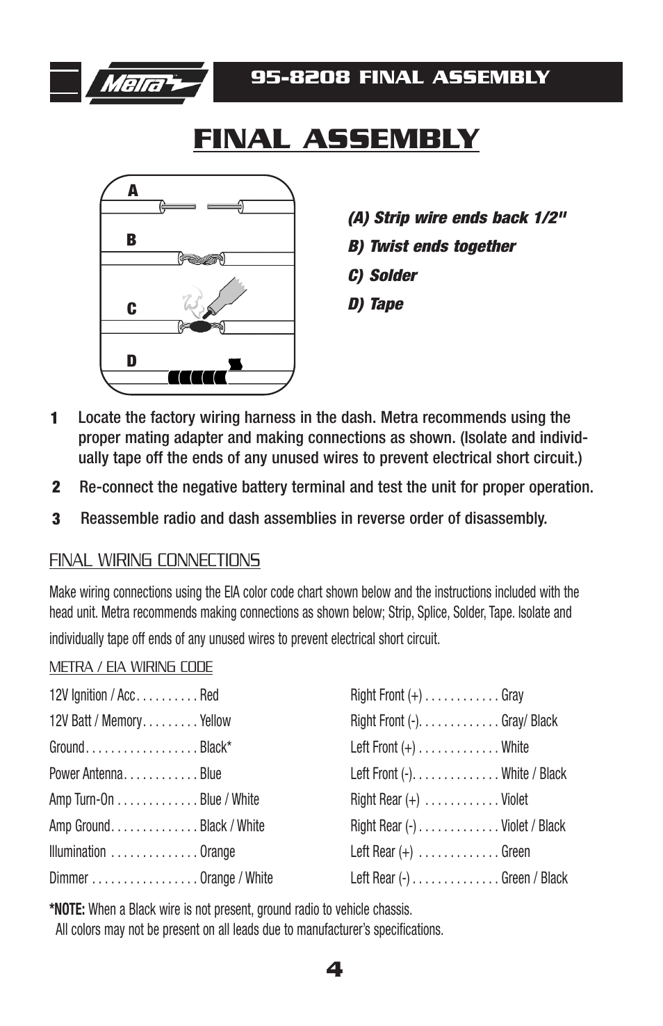 Final assembly | Metra Electronics 95-8208 User Manual | Page 6 / 8