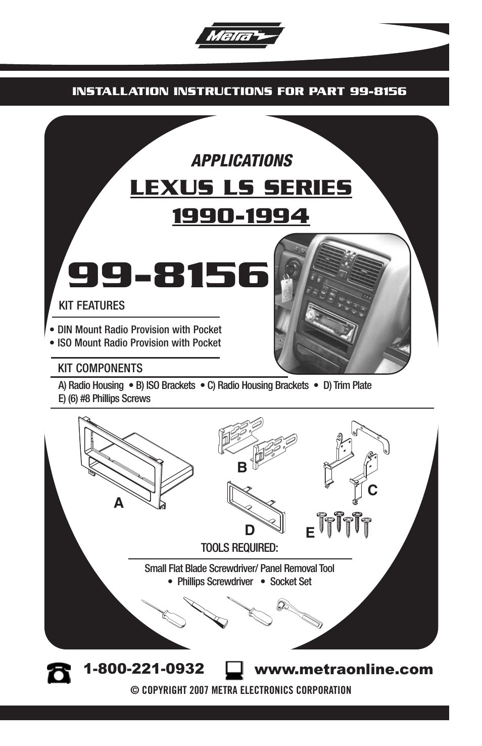 Metra Electronics LEXUS 99-8156 User Manual | 8 pages