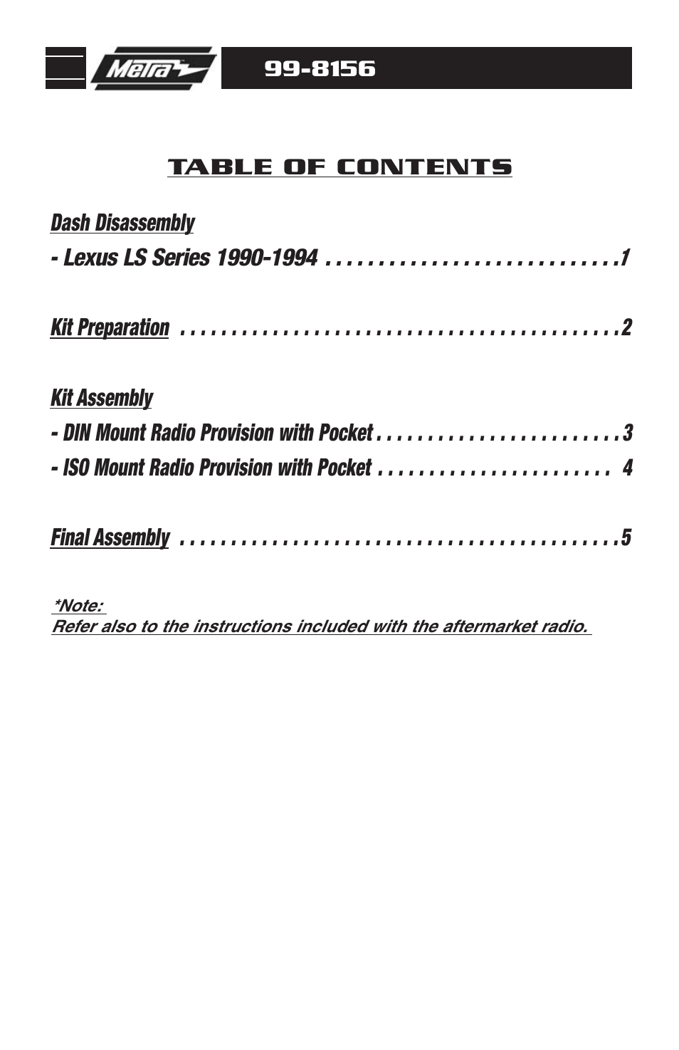 Metra Electronics LEXUS 99-8156 User Manual | Page 2 / 8