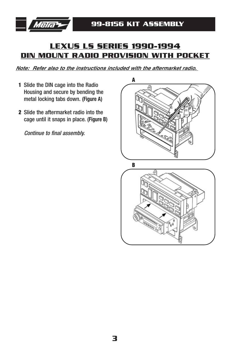 Din mount radio provision with pocket | Metra Electronics LEXUS 99-8156 User Manual | Page 5 / 8