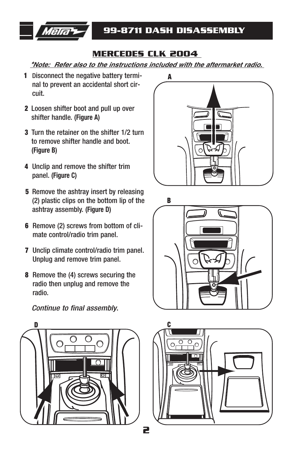 8711 dash disassembly, Mercedes clk 2004 | Metra Electronics 99-8711 User Manual | Page 4 / 8