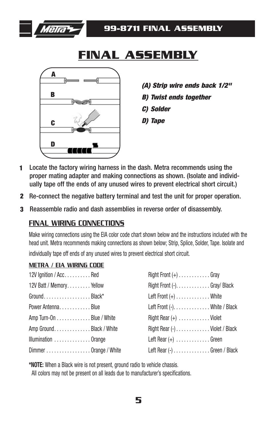 Final assembly | Metra Electronics 99-8711 User Manual | Page 7 / 8