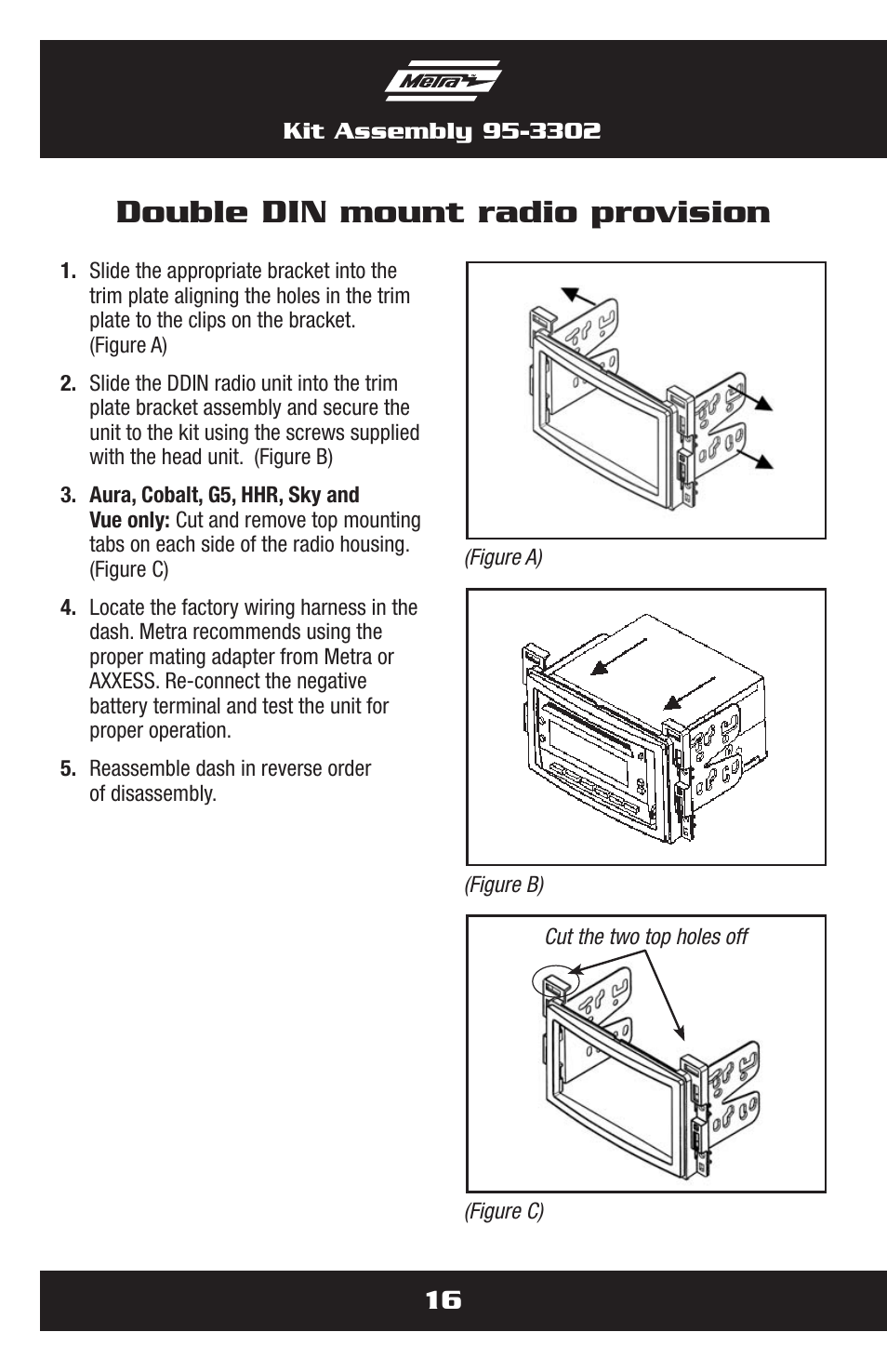 Double din mount radio provision | Metra Electronics 95-3302 User Manual | Page 16 / 40