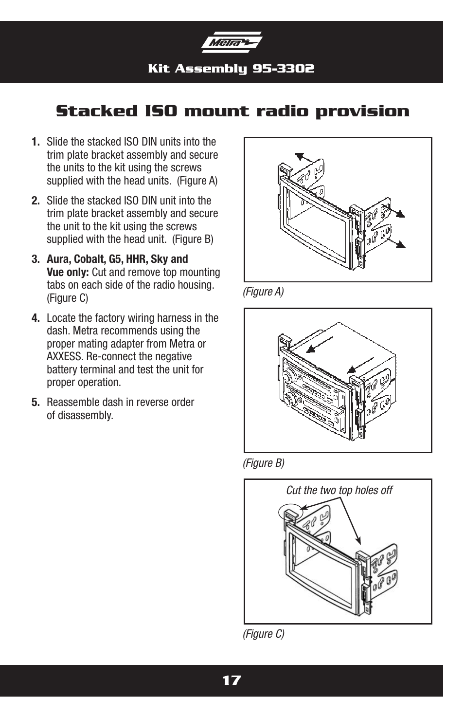 Stacked iso mount radio provision | Metra Electronics 95-3302 User Manual | Page 17 / 40