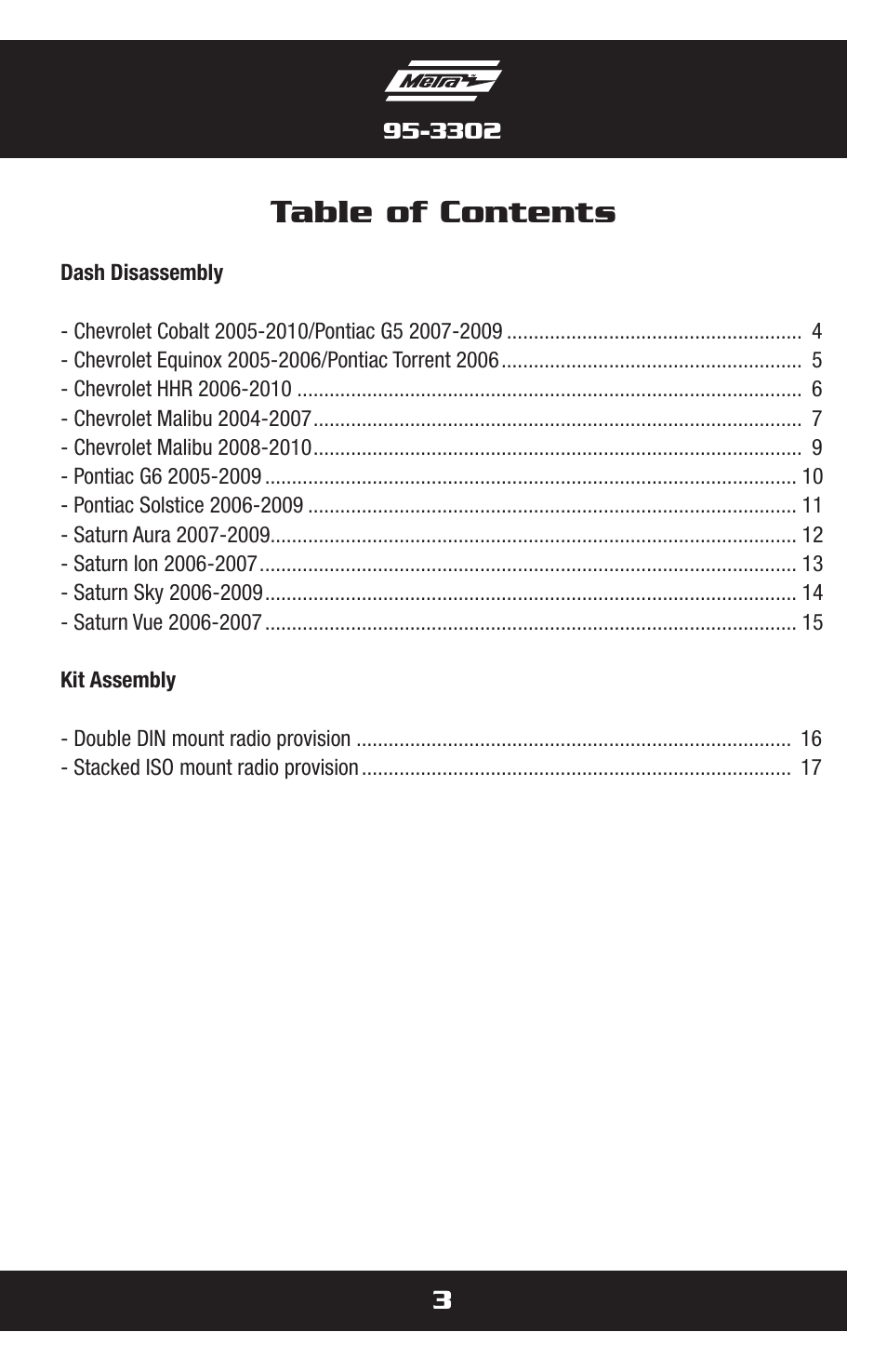 Metra Electronics 95-3302 User Manual | Page 3 / 40