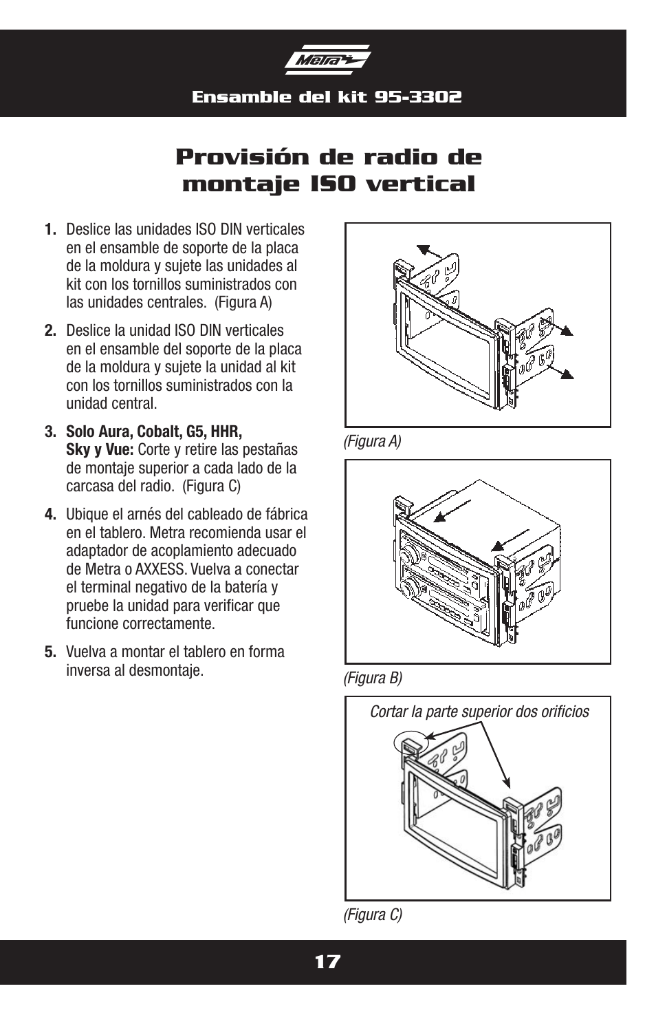 Provisión de radio de montaje iso vertical | Metra Electronics 95-3302 User Manual | Page 37 / 40