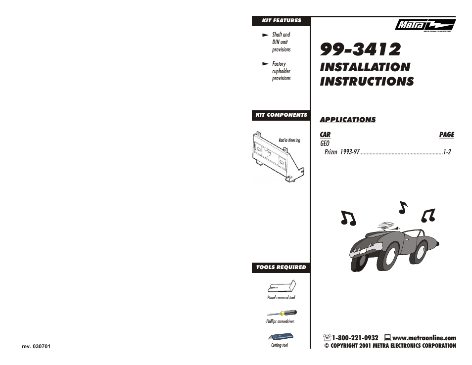 Metra Electronics 99-3412 User Manual | 2 pages