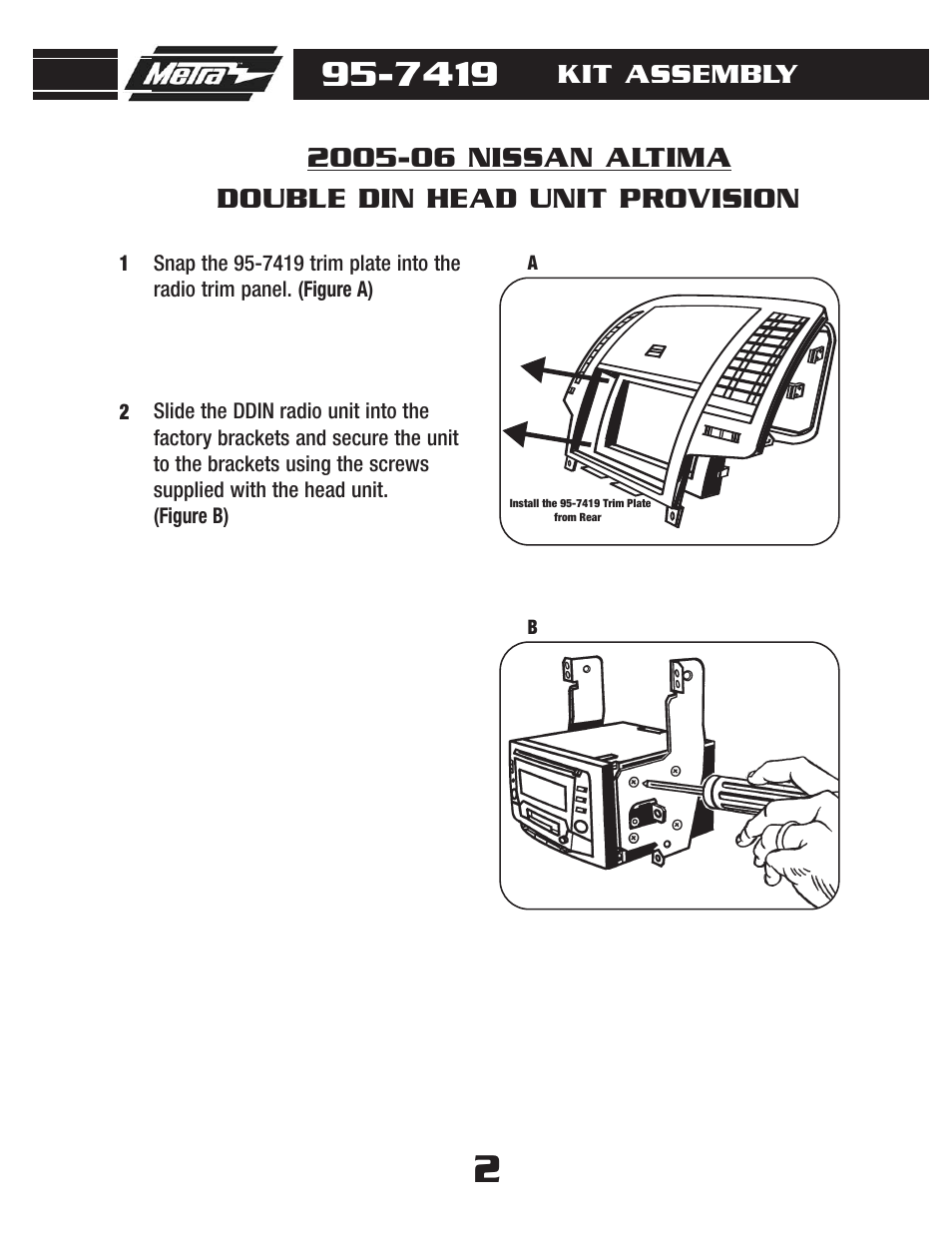 Double din head unit provision, Kit assembly | Metra Electronics 95-7419 User Manual | Page 4 / 8
