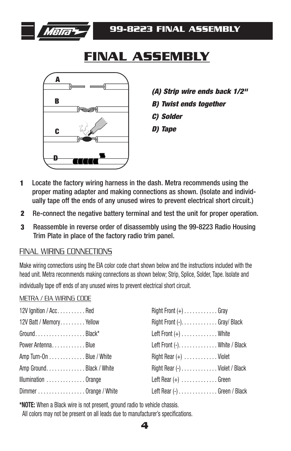 Final assembly | Metra Electronics 99-8223S User Manual | Page 6 / 8