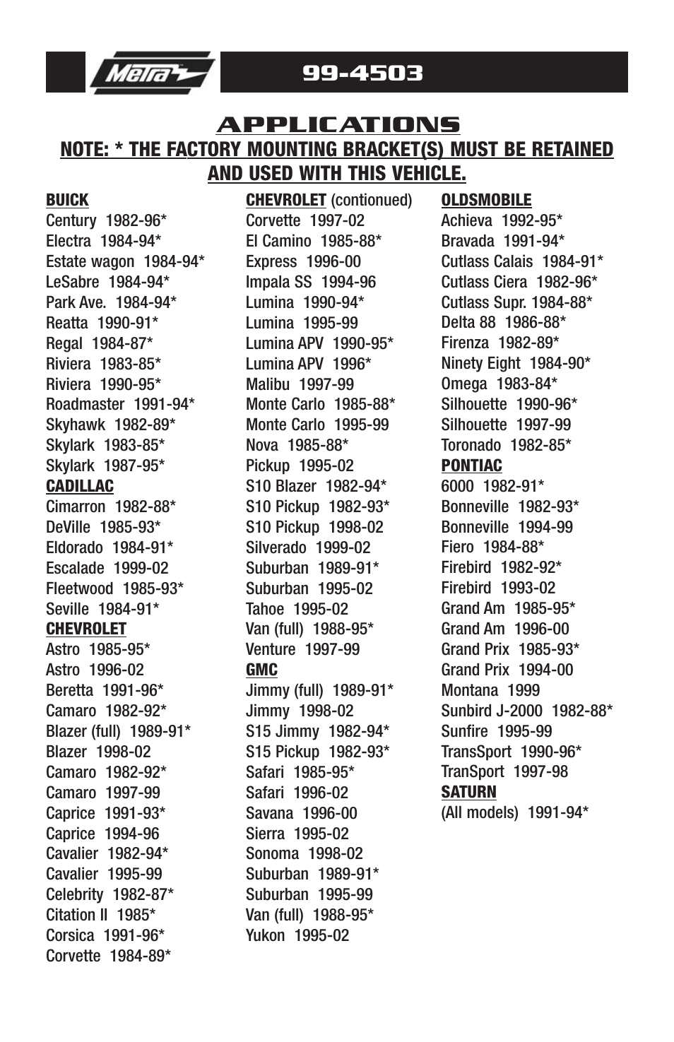 Metra Electronics 99-4503 User Manual | Page 3 / 8