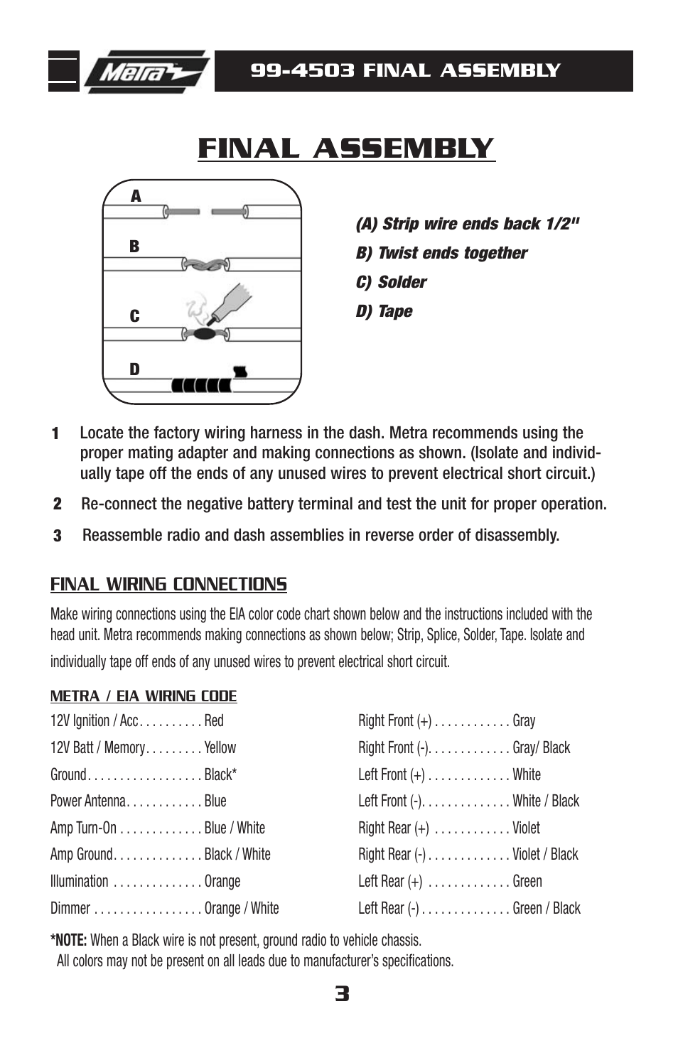 Final assembly | Metra Electronics 99-4503 User Manual | Page 6 / 8