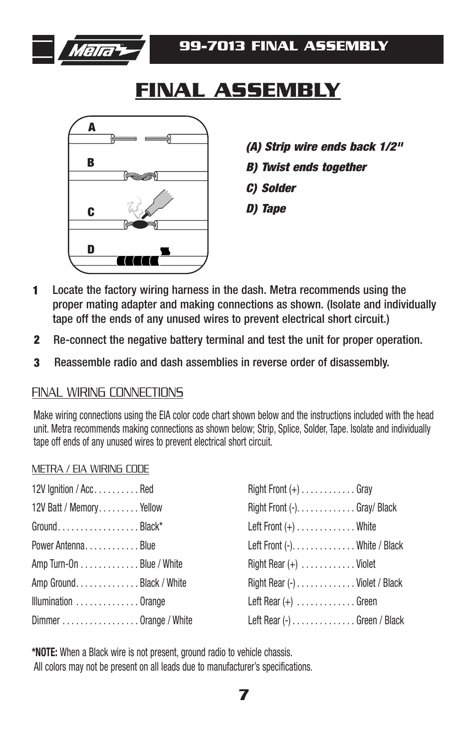 Final assembly | Metra Electronics 99-7013 User Manual | Page 9 / 12