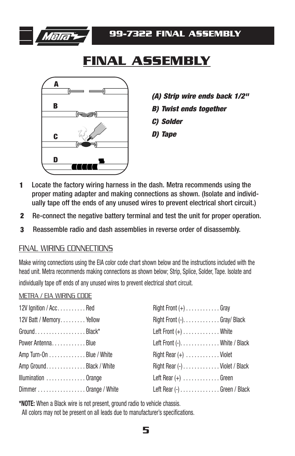 Final assembly | Metra Electronics 99-7322 User Manual | Page 7 / 8