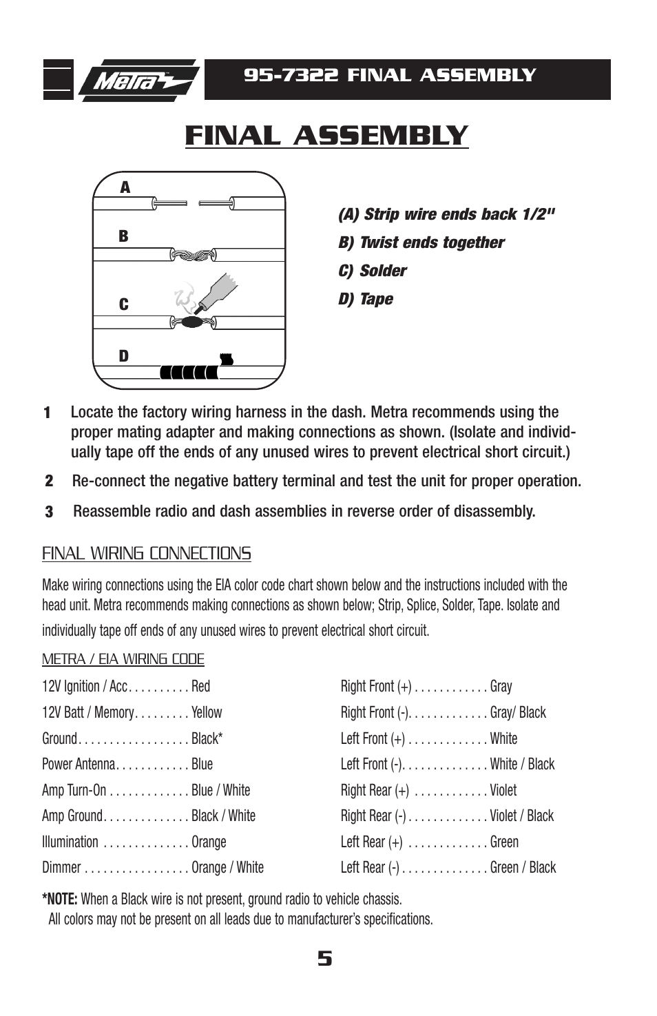 Final assembly | Metra Electronics 95-7322 User Manual | Page 7 / 8