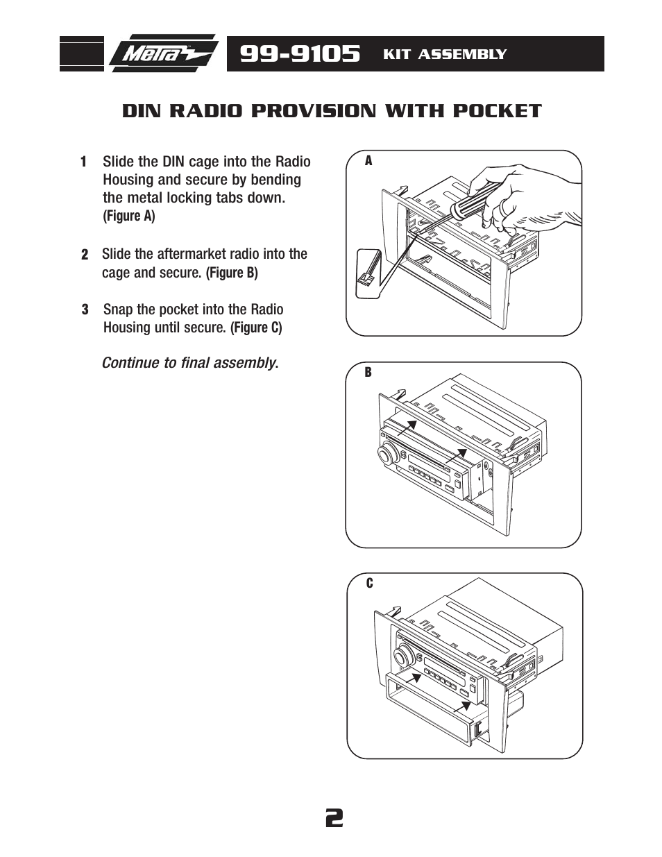 Din radio provision with pocket | Metra Electronics 99-9105 User Manual | Page 4 / 8