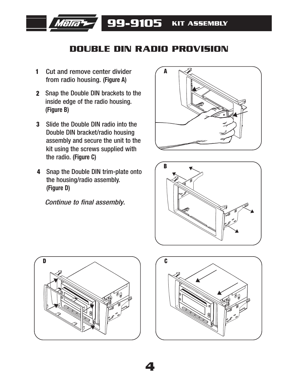 Double din radio provision | Metra Electronics 99-9105 User Manual | Page 6 / 8
