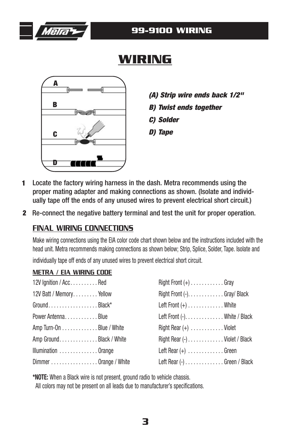 Wiring | Metra Electronics 99-9100 User Manual | Page 5 / 8